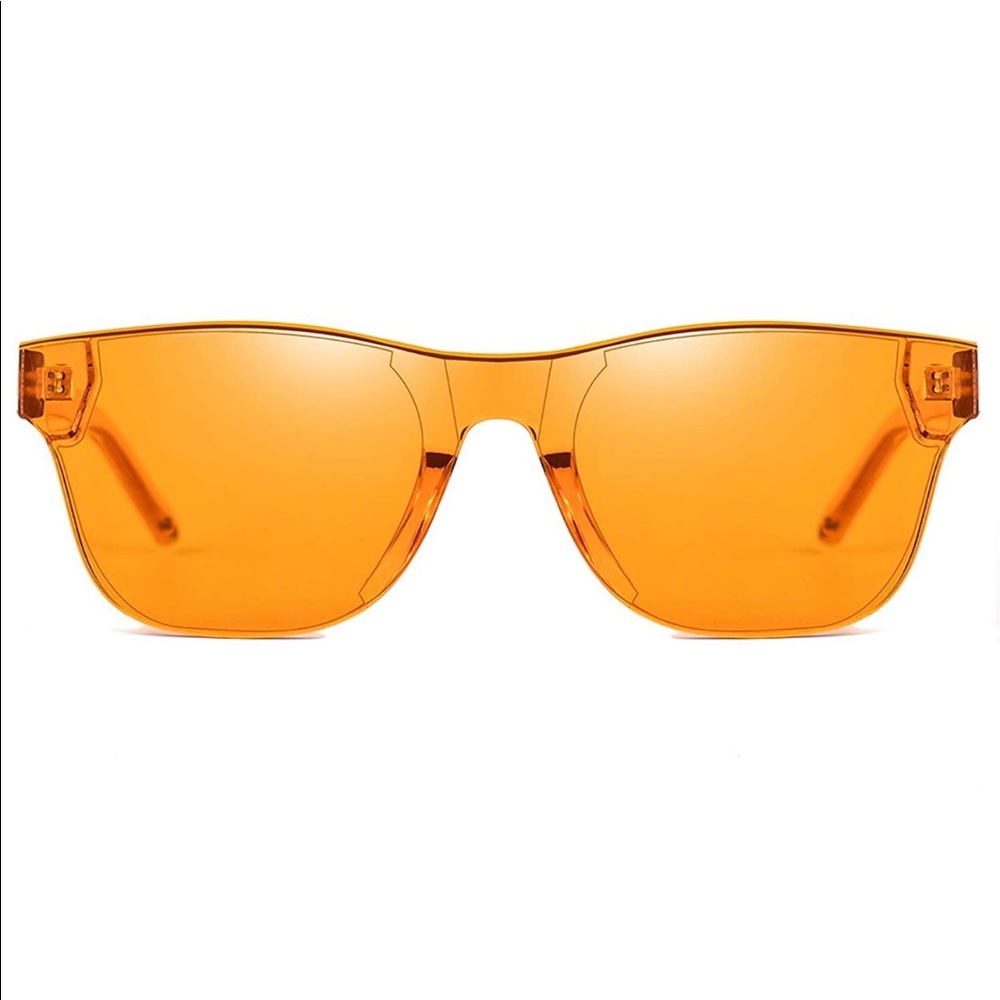 Rimless Wayfarer Sunglasses Retro Orange Classic - Picture 3 of 6